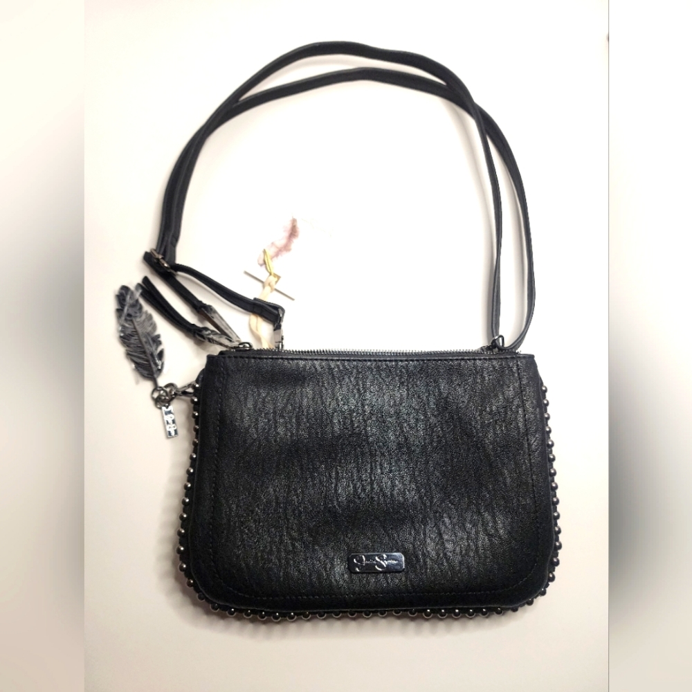 NWT Jessica Simpson Black Camille Triple Gusset Crossbody Bag